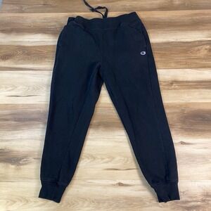Champion Joggers Mens Medium Streetwear Fleece Tapered Sweatpants Black Athletic